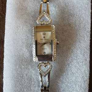 Rhinestone watch with hearts - NWOT